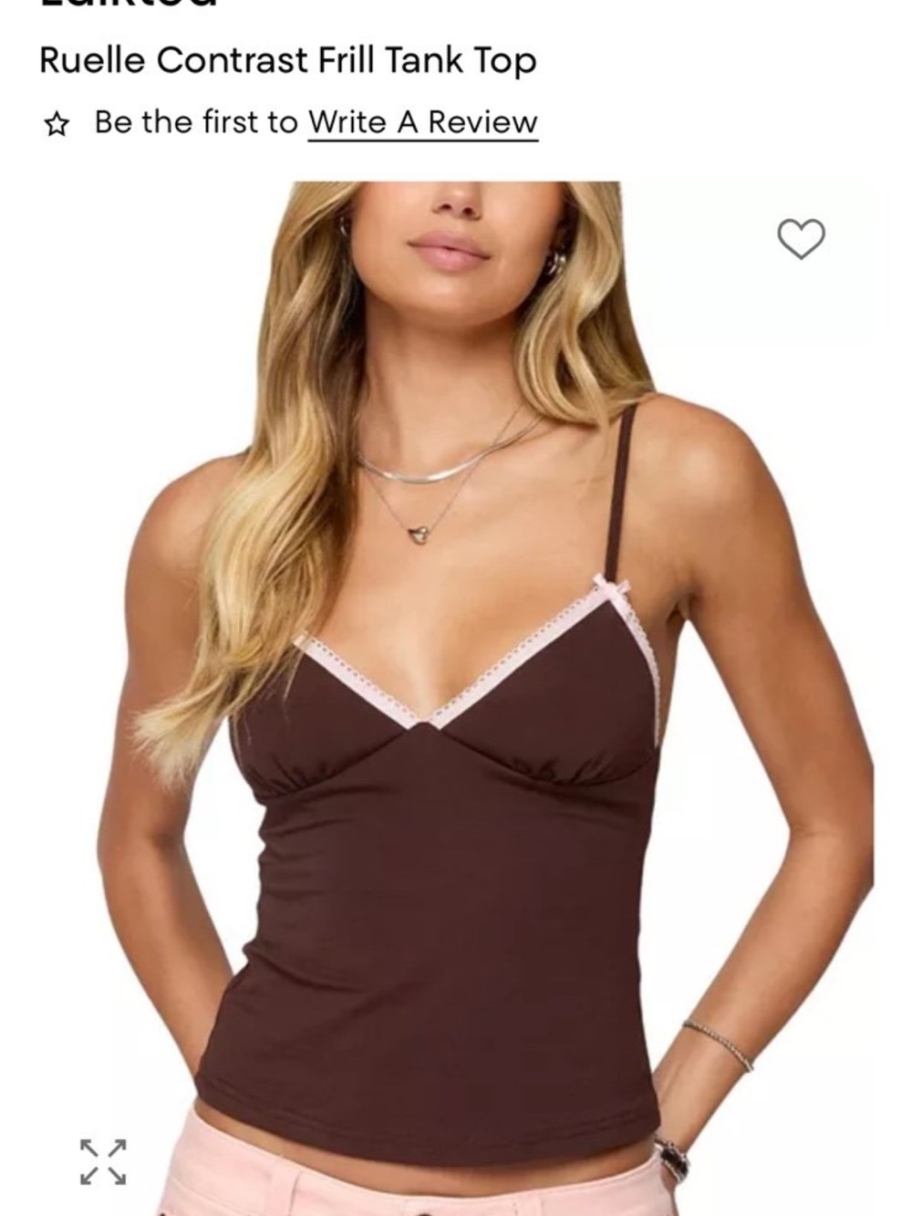 Edikted Brown and Pink Top w Bows Sz Small - Picture 2 of 7